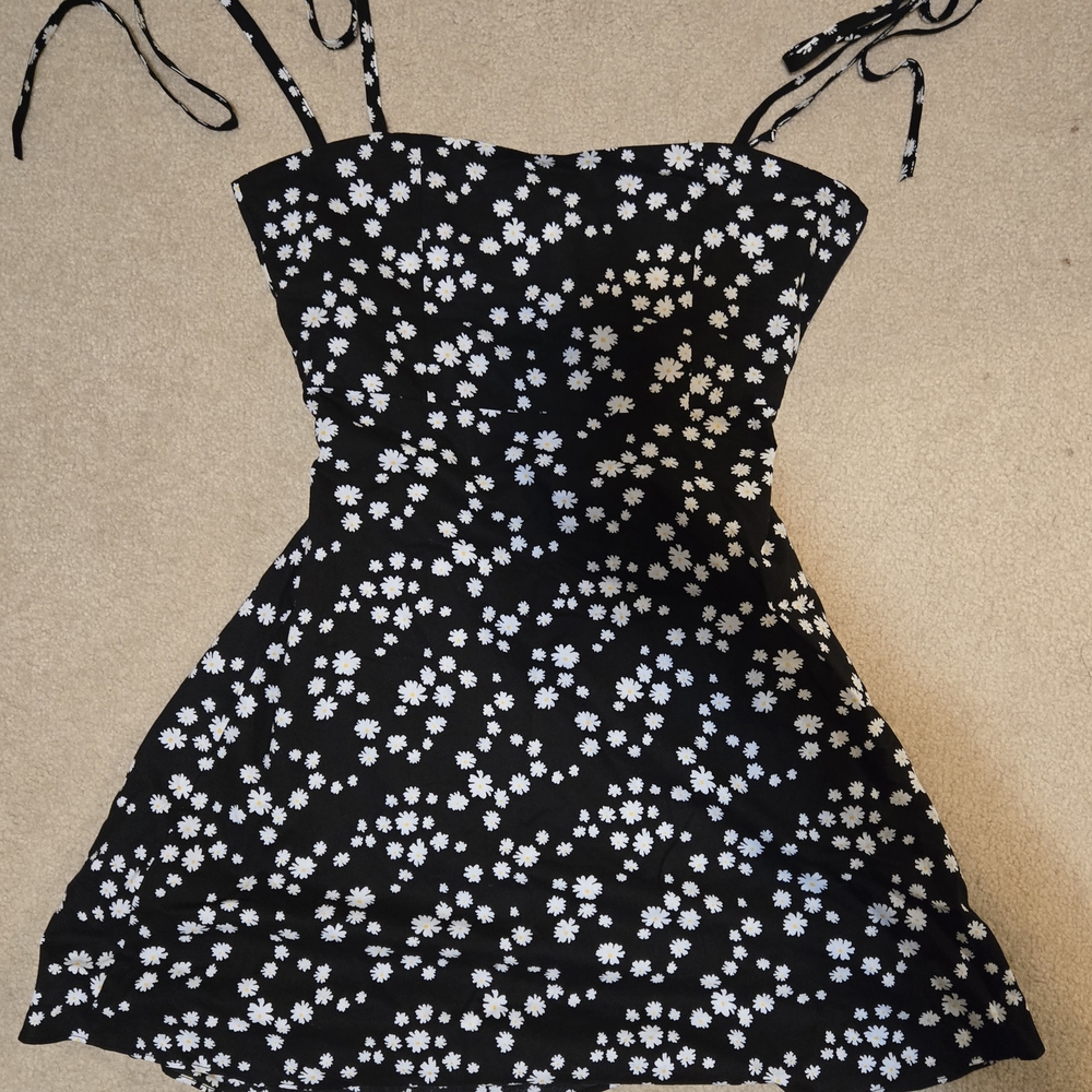 Floral Black and White Dress